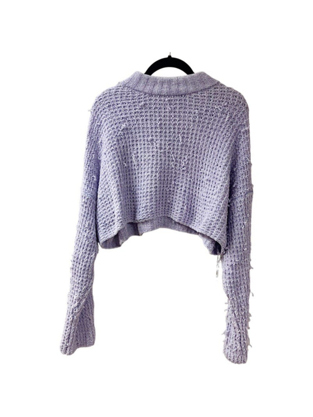 Urban Outfitters Cozy Loop Knit Cropped Sweater MEDIUM Lavender Oversized Fall - Picture 4 of 8